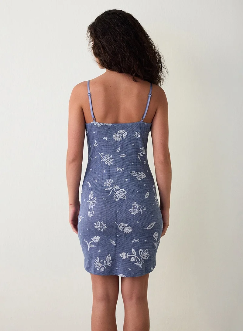 Penti Hailee Crew Neck Floral Lace Detailed Pointel Nightgown